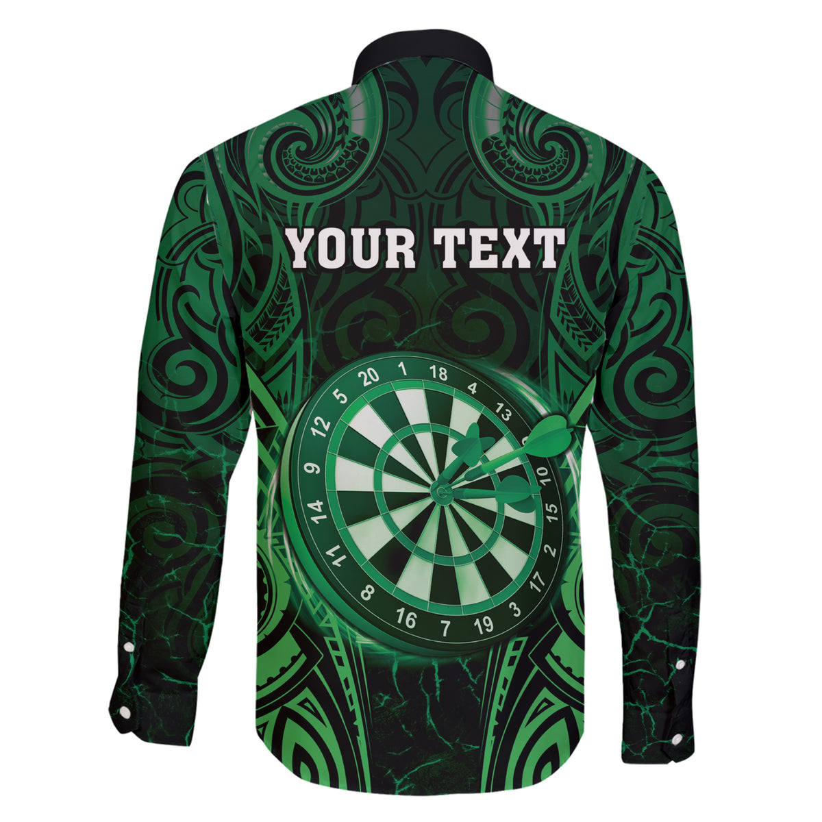 Personalised New Zealand Darts Family Matching Short Sleeve Bodycon Dress and Hawaiian Shirt Green Dart Board Maori Pattern LT05 - Polynesian Pride