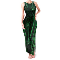 Personalised New Zealand Darts Family Matching Tank Maxi Dress and Hawaiian Shirt Green Dart Board Maori Pattern LT05 Mom's Dress Green - Polynesian Pride