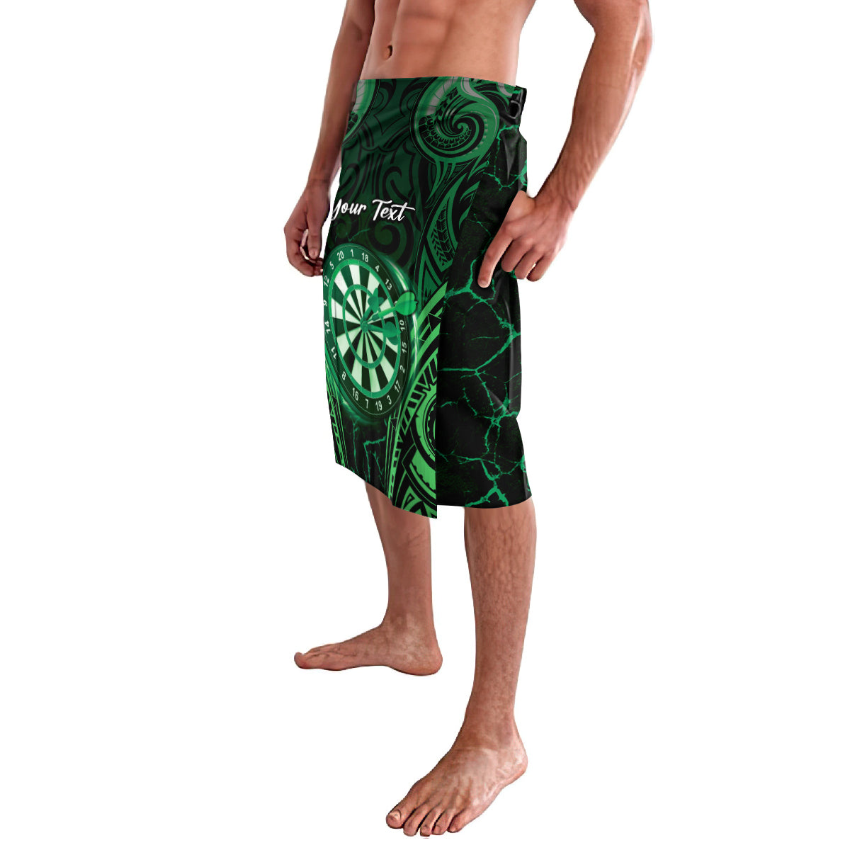 Personalised New Zealand Darts Lavalava Green Dart Board Maori Pattern
