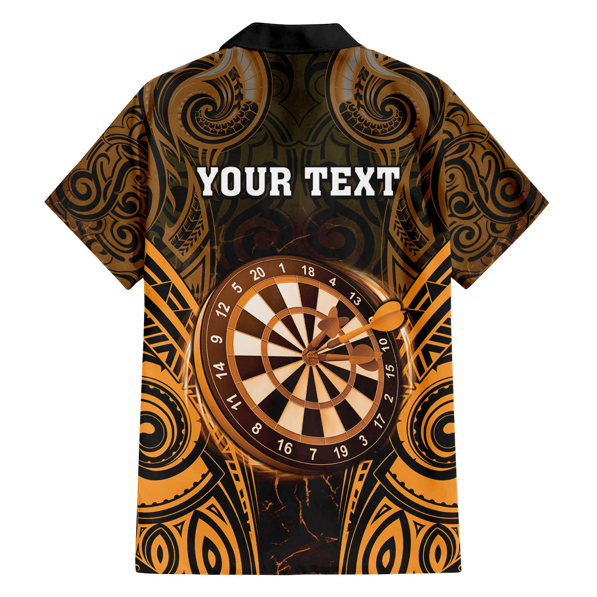 Personalised New Zealand Darts Family Matching Off Shoulder Maxi Dress and Hawaiian Shirt Gold Dart Board Maori Pattern LT05 - Polynesian Pride