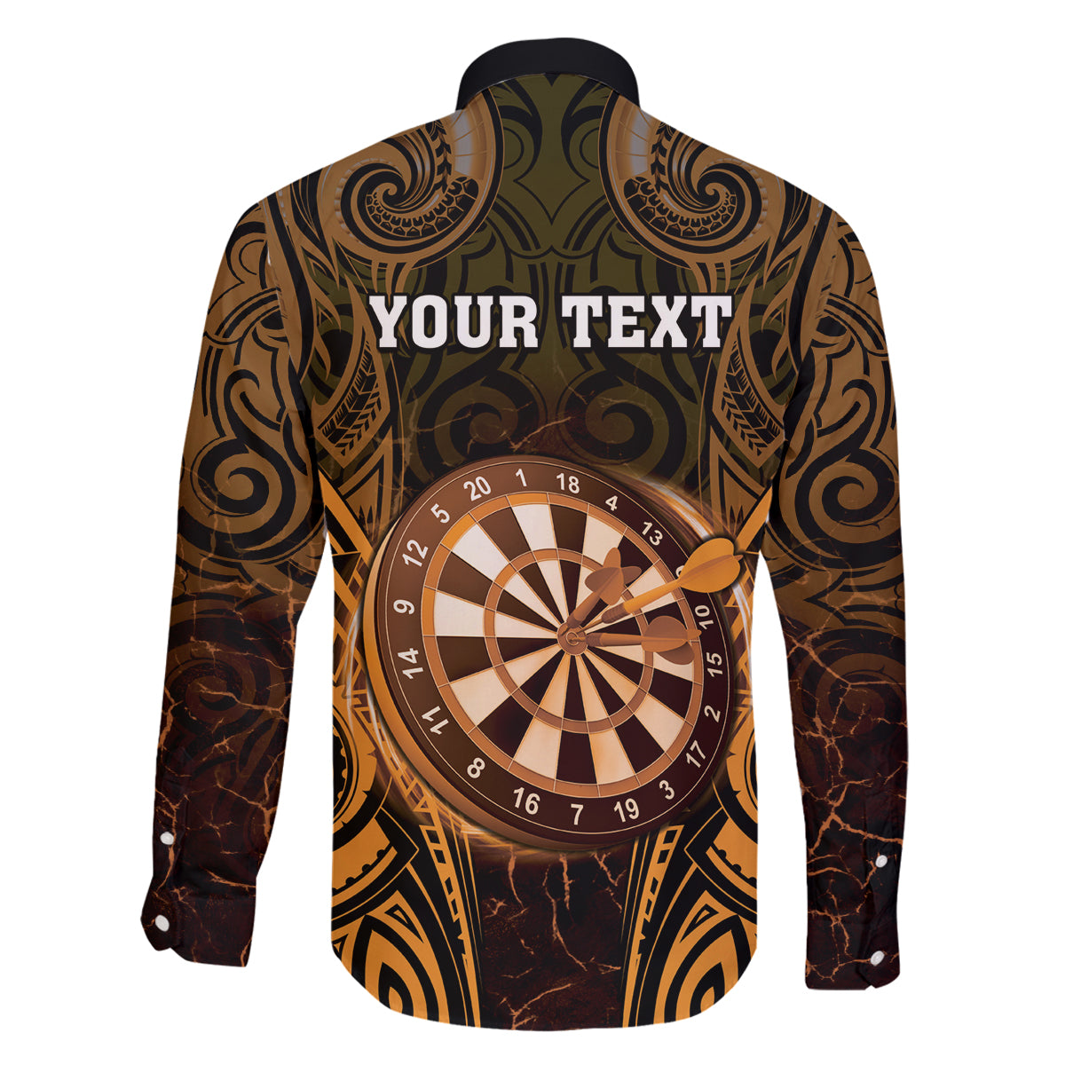 Personalised New Zealand Darts Family Matching Puletasi and Hawaiian Shirt Gold Dart Board Maori Pattern LT05 - Polynesian Pride