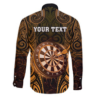 Personalised New Zealand Darts Family Matching Summer Maxi Dress and Hawaiian Shirt Gold Dart Board Maori Pattern LT05 - Polynesian Pride