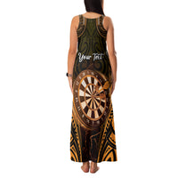 Personalised New Zealand Darts Family Matching Tank Maxi Dress and Hawaiian Shirt Gold Dart Board Maori Pattern LT05 - Polynesian Pride