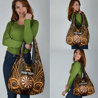 New Zealand Darts Personalised Grocery Bag Gold Dart Board Maori Pattern