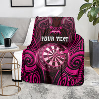 Personalised New Zealand Darts Blanket Pink Dart Board Maori Pattern