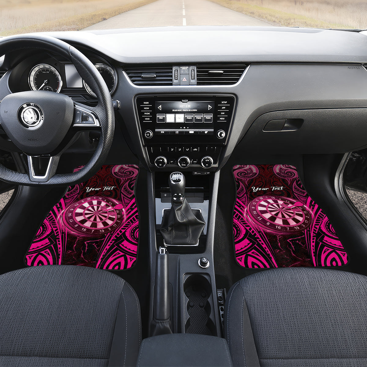 Personalised New Zealand Darts Car Mats Pink Dart Board Maori Pattern
