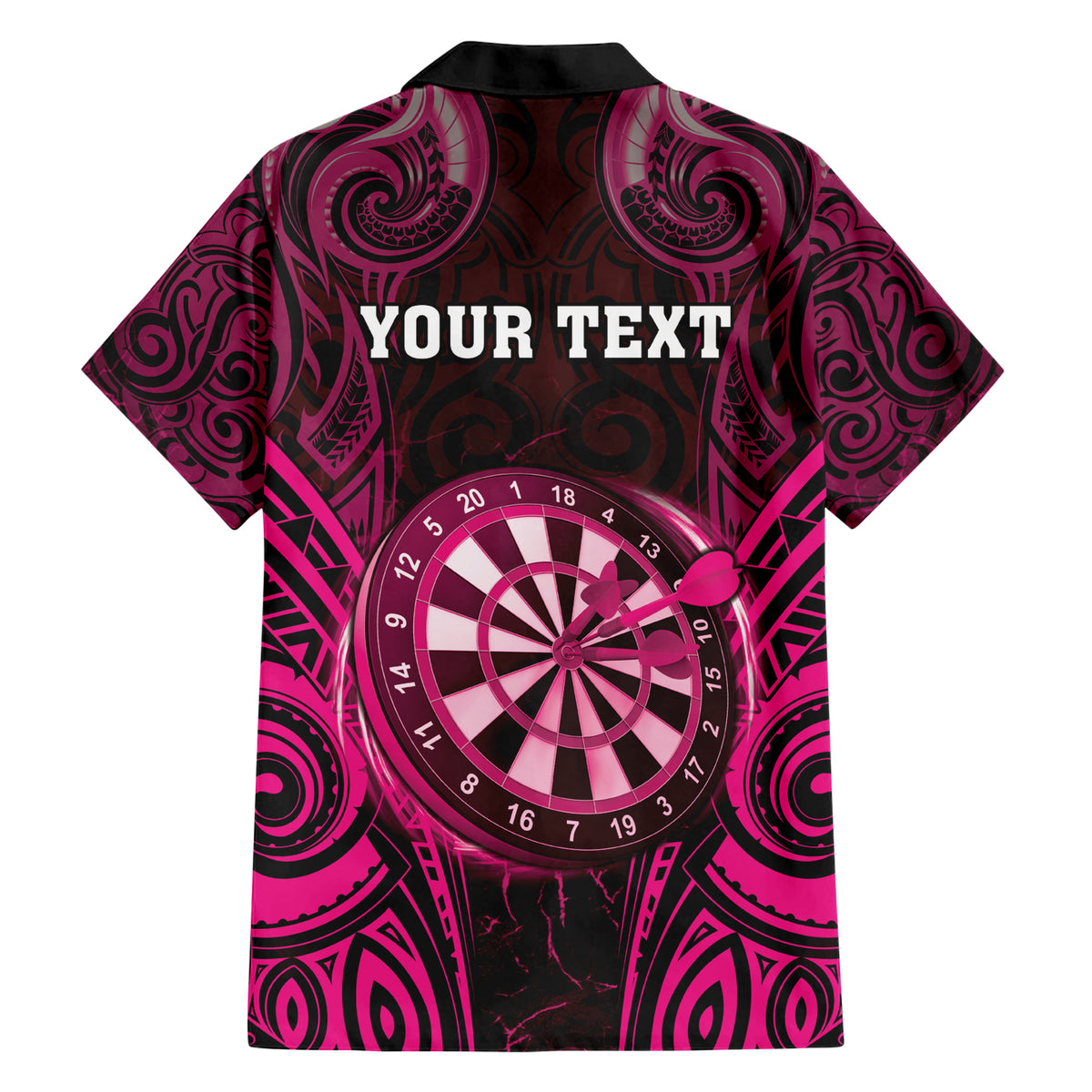 Personalised New Zealand Darts Family Matching Short Sleeve Bodycon Dress and Hawaiian Shirt Pink Dart Board Maori Pattern LT05 - Polynesian Pride