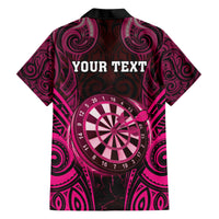 Personalised New Zealand Darts Family Matching Short Sleeve Bodycon Dress and Hawaiian Shirt Pink Dart Board Maori Pattern LT05 - Polynesian Pride