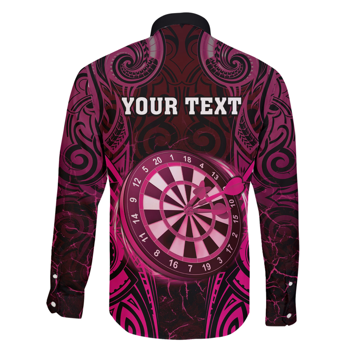 Personalised New Zealand Darts Family Matching Short Sleeve Bodycon Dress and Hawaiian Shirt Pink Dart Board Maori Pattern LT05 - Polynesian Pride