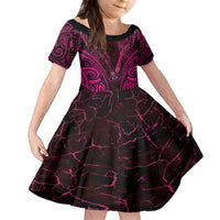 Personalised New Zealand Darts Family Matching Summer Maxi Dress and Hawaiian Shirt Pink Dart Board Maori Pattern LT05 Daughter's Dress Pink - Polynesian Pride