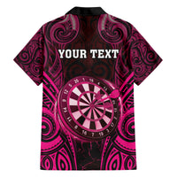 Personalised New Zealand Darts Family Matching Summer Maxi Dress and Hawaiian Shirt Pink Dart Board Maori Pattern LT05 - Polynesian Pride