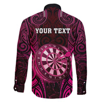 Personalised New Zealand Darts Family Matching Summer Maxi Dress and Hawaiian Shirt Pink Dart Board Maori Pattern LT05 - Polynesian Pride