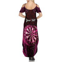 Personalised New Zealand Darts Family Matching Summer Maxi Dress and Hawaiian Shirt Pink Dart Board Maori Pattern LT05 - Polynesian Pride