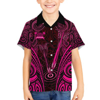 Personalised New Zealand Darts Family Matching Tank Maxi Dress and Hawaiian Shirt Pink Dart Board Maori Pattern LT05 Son's Shirt Pink - Polynesian Pride