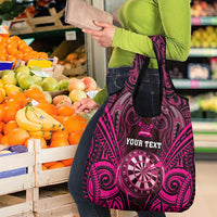 New Zealand Darts Personalised Grocery Bag Pink Dart Board Maori Pattern