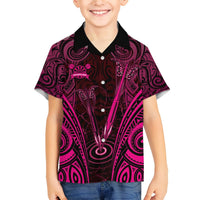 Personalised New Zealand Darts Hawaiian Shirt Pink Dart Board Maori Pattern