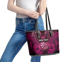Personalised New Zealand Darts Leather Tote Bag Pink Dart Board Maori Pattern LT05 - Polynesian Pride