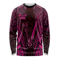 Personalised New Zealand Darts Long Sleeve Shirt Pink Dart Board Maori Pattern LT05 Unisex Pink - Polynesian Pride