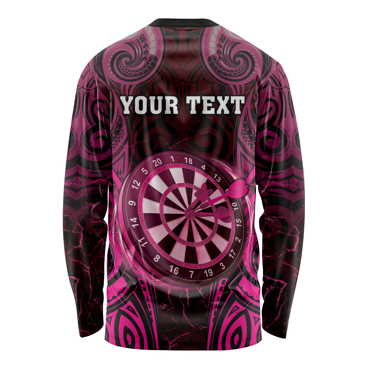 Personalised New Zealand Darts Long Sleeve Shirt Pink Dart Board Maori Pattern LT05 - Polynesian Pride