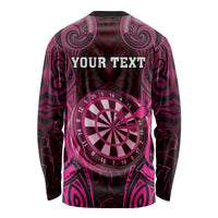 Personalised New Zealand Darts Long Sleeve Shirt Pink Dart Board Maori Pattern LT05 - Polynesian Pride
