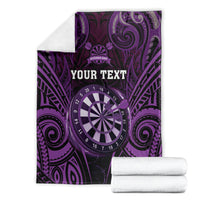 Personalised New Zealand Darts Blanket Purple Dart Board Maori Pattern