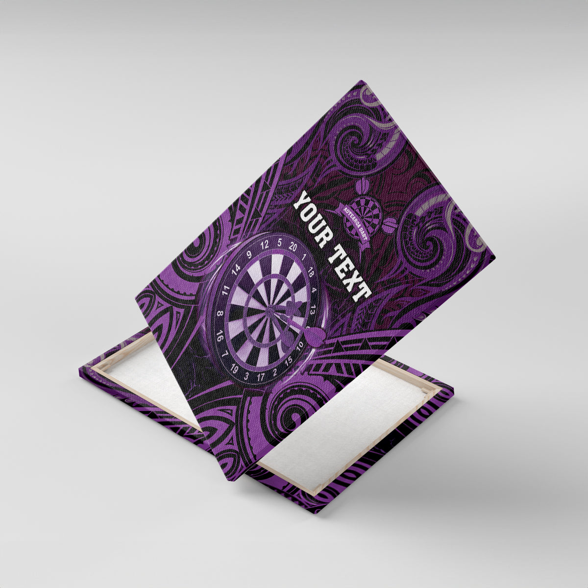 Personalised New Zealand Darts Canvas Wall Art Purple Dart Board Maori Pattern