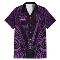 Personalised New Zealand Darts Family Matching Mermaid Dress and Hawaiian Shirt Purple Dart Board Maori Pattern LT05 Dad's Shirt - Short Sleeve Purple - Polynesian Pride