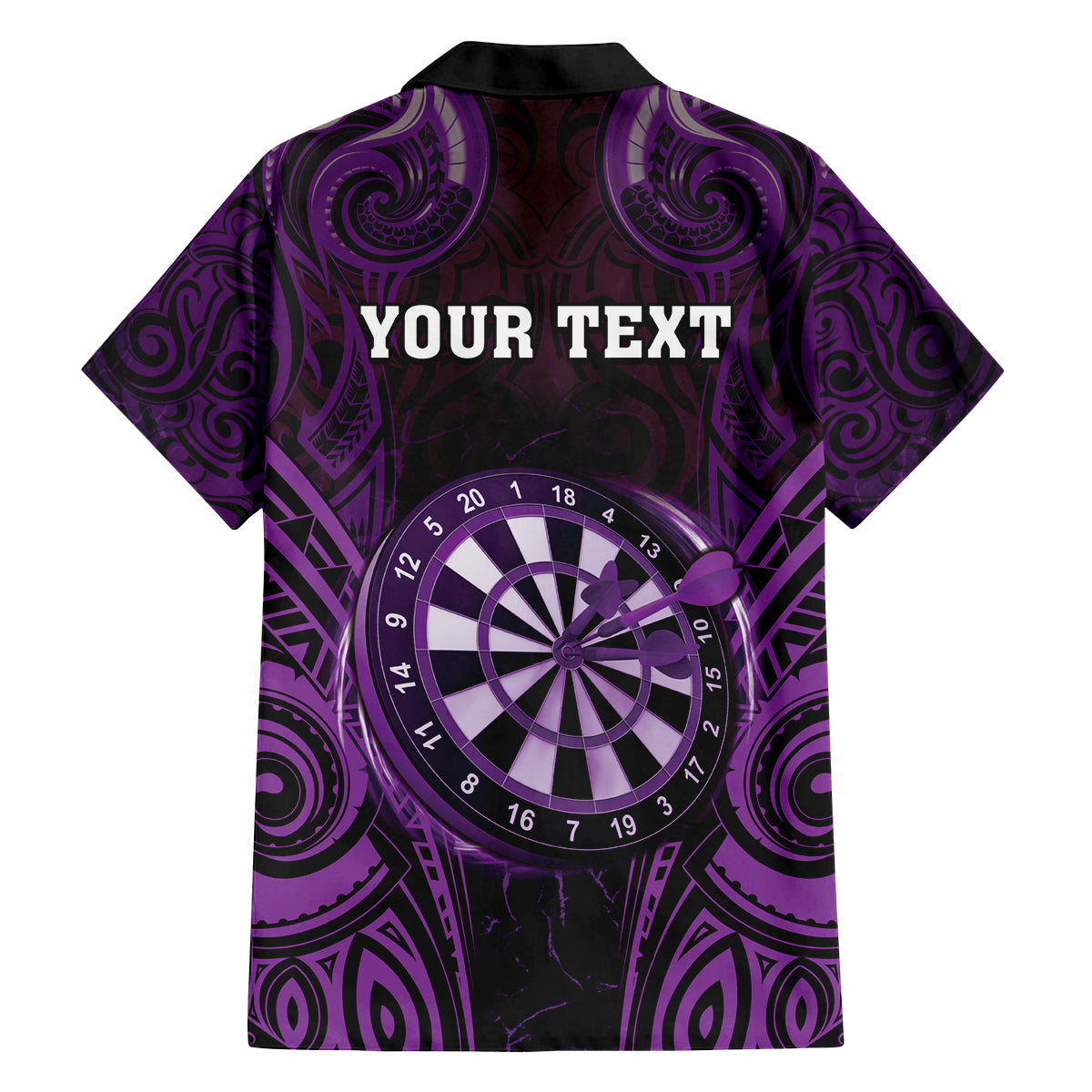 Personalised New Zealand Darts Family Matching Off Shoulder Maxi Dress and Hawaiian Shirt Purple Dart Board Maori Pattern LT05 - Polynesian Pride