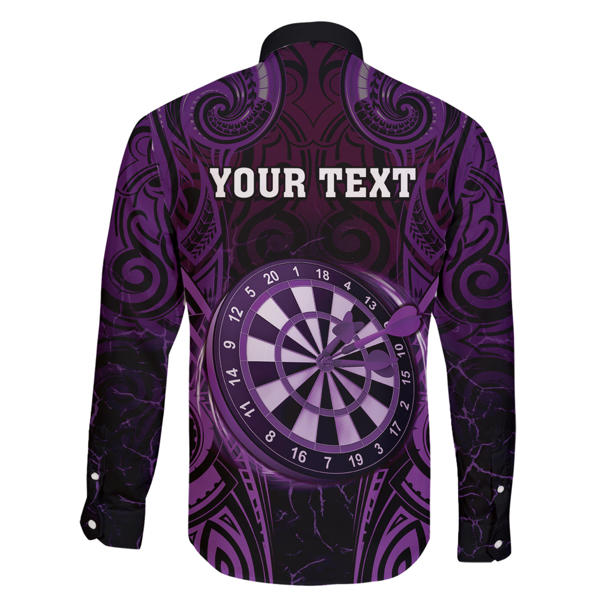Personalised New Zealand Darts Family Matching Off Shoulder Short Dress and Hawaiian Shirt Purple Dart Board Maori Pattern LT05 - Polynesian Pride