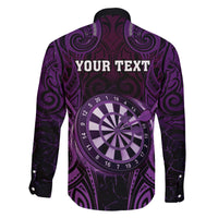 Personalised New Zealand Darts Family Matching Summer Maxi Dress and Hawaiian Shirt Purple Dart Board Maori Pattern LT05 - Polynesian Pride