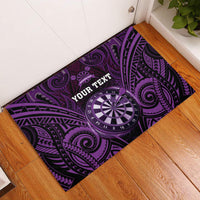 Personalised New Zealand Darts Rubber Doormat Purple Dart Board Maori Pattern