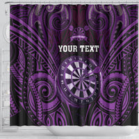 Personalised New Zealand Darts Shower Curtain Purple Dart Board Maori Pattern
