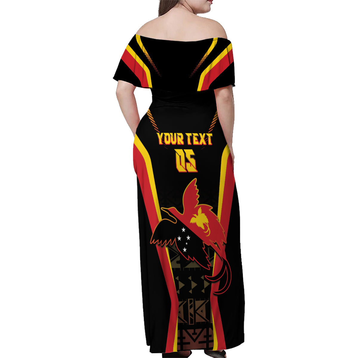 Custom Papua New Guinea Cricket Family Matching Off Shoulder Maxi Dress and Hawaiian Shirt 2024 World Cup LT05 - Polynesian Pride