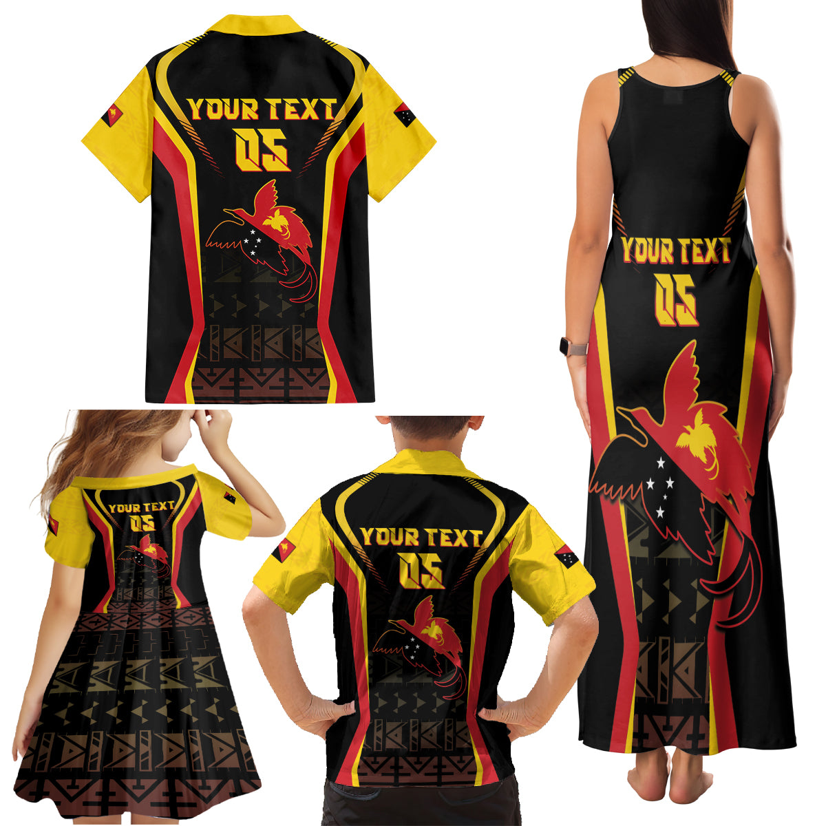 Custom Papua New Guinea Cricket Family Matching Tank Maxi Dress and Hawaiian Shirt 2024 World Cup LT05 - Polynesian Pride