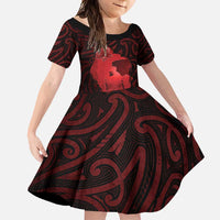 Aotearoa Mana Wahine Family Matching Mermaid Dress and Hawaiian Shirt The Spiritual Power Of Women LT05 Daughter's Dress Red - Polynesian Pride