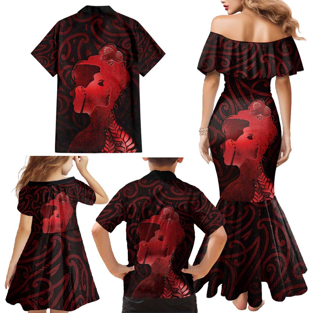 Aotearoa Mana Wahine Family Matching Mermaid Dress and Hawaiian Shirt The Spiritual Power Of Women LT05 - Polynesian Pride