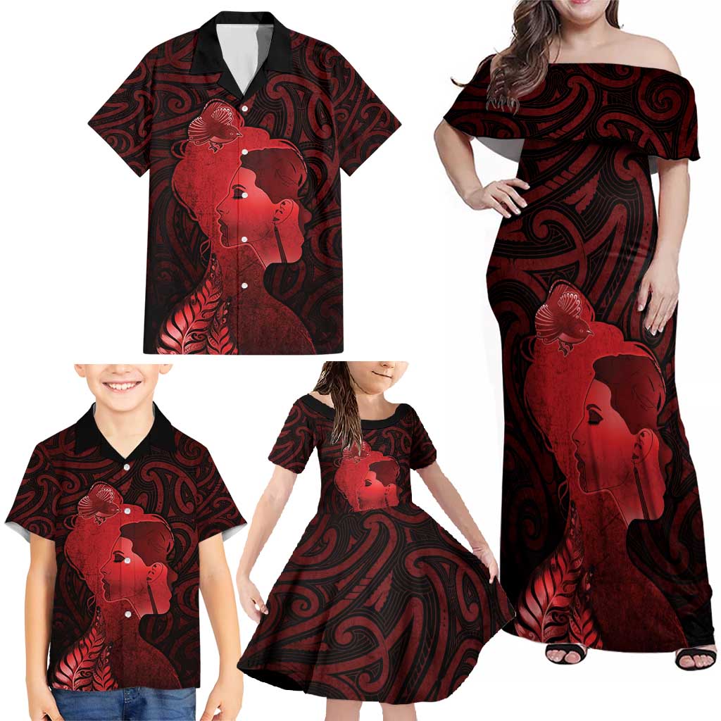 Aotearoa Mana Wahine Family Matching Off Shoulder Maxi Dress and Hawaiian Shirt The Spiritual Power Of Women LT05 - Polynesian Pride