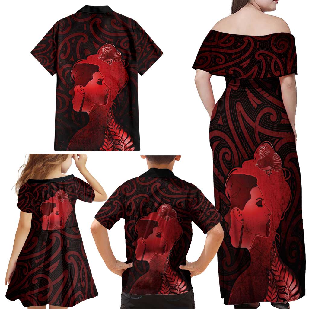 Aotearoa Mana Wahine Family Matching Off Shoulder Maxi Dress and Hawaiian Shirt The Spiritual Power Of Women LT05 - Polynesian Pride