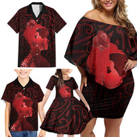 Aotearoa Mana Wahine Family Matching Off Shoulder Short Dress and Hawaiian Shirt The Spiritual Power Of Women LT05 - Polynesian Pride