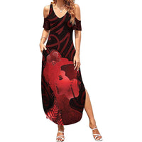 Aotearoa Mana Wahine Family Matching Summer Maxi Dress and Hawaiian Shirt The Spiritual Power Of Women LT05 Mom's Dress Red - Polynesian Pride