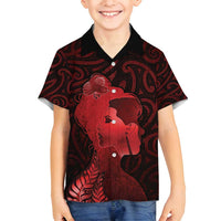 Aotearoa Mana Wahine Family Matching Tank Maxi Dress and Hawaiian Shirt The Spiritual Power Of Women LT05 Son's Shirt Red - Polynesian Pride