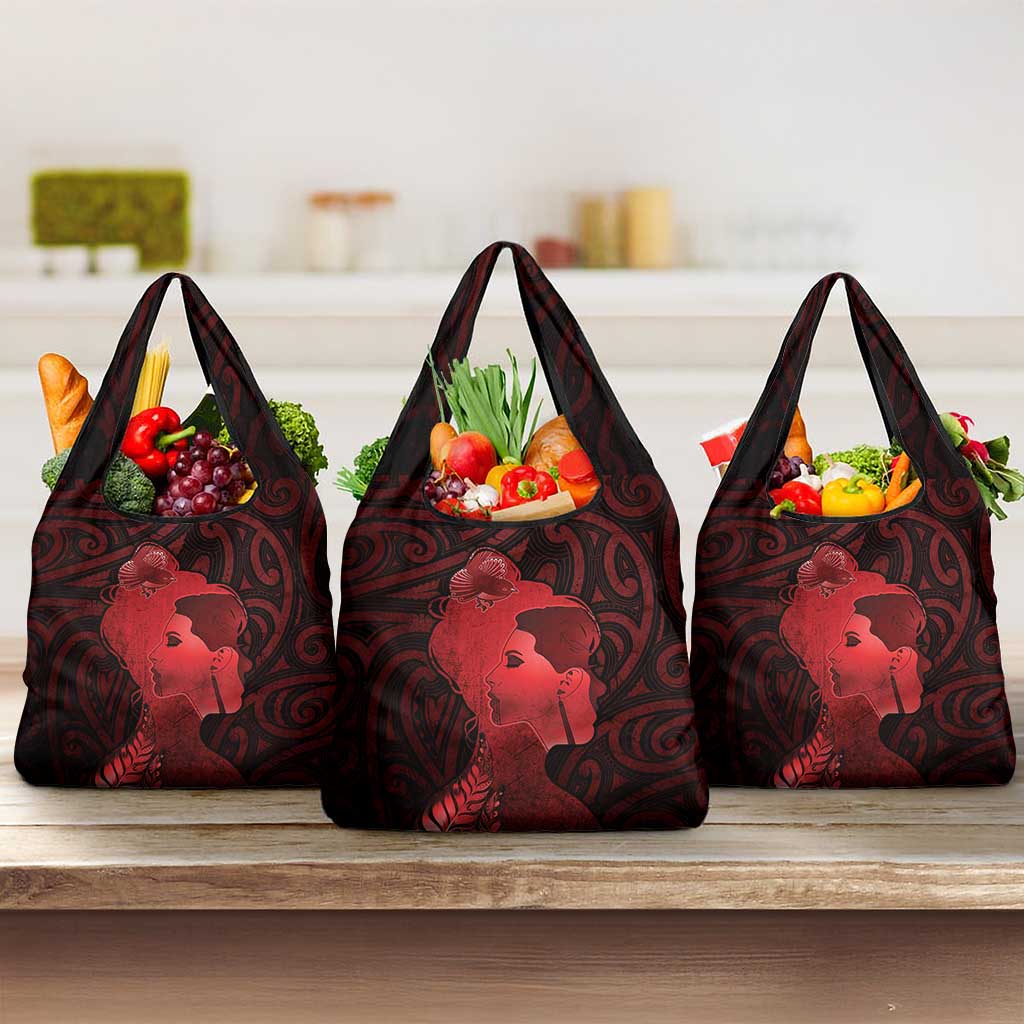 Aotearoa Mana Wahine Grocery Bag The Spiritual Power Of Women LT05 3-pack One Size Red - Polynesian Pride