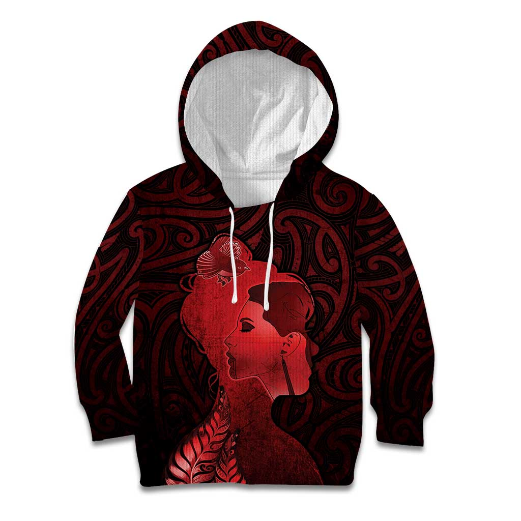 Aotearoa Mana Wahine Kid Hoodie The Spiritual Power Of Women LT05 Hoodie Red - Polynesian Pride