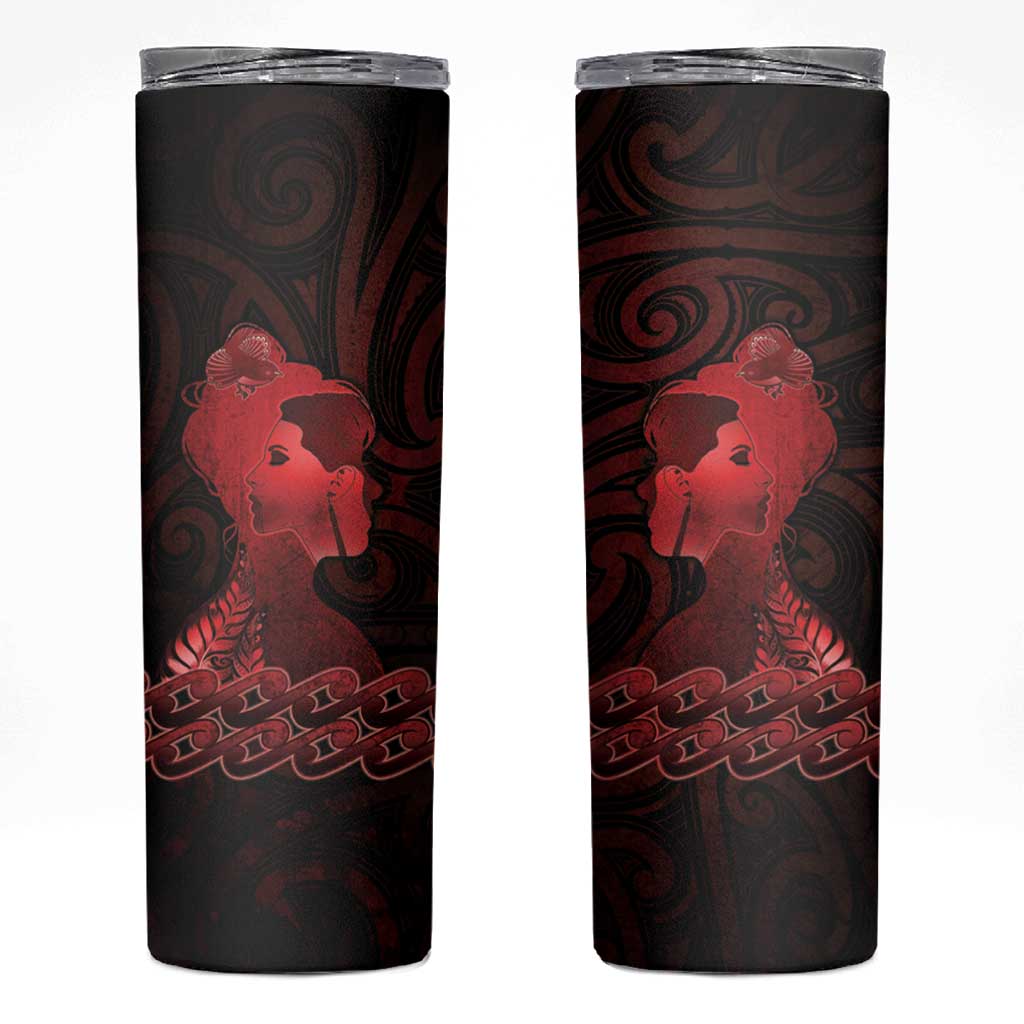Aotearoa Mana Wahine Skinny Tumbler The Spiritual Power Of Women LT05 Red - Polynesian Pride