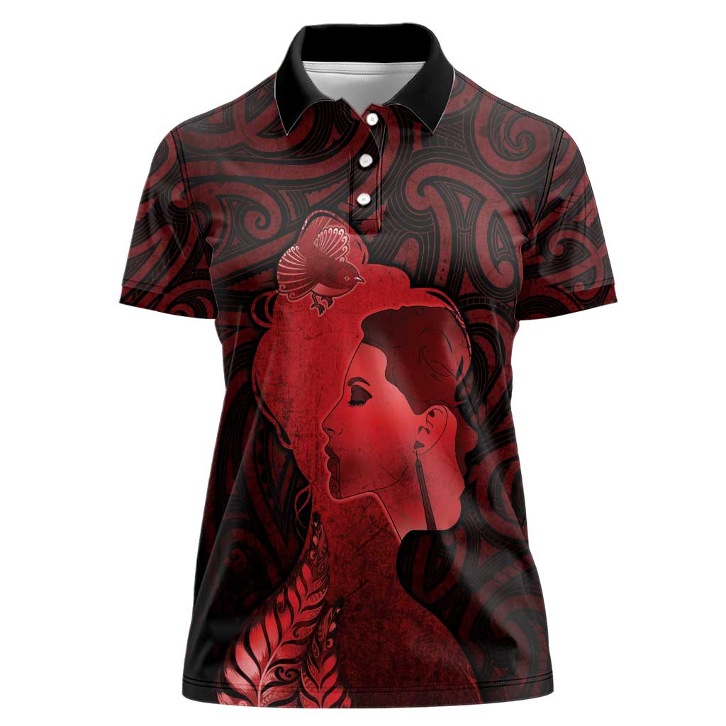 Aotearoa Mana Wahine Women Polo Shirt The Spiritual Power Of Women LT05 Female Red - Polynesian Pride