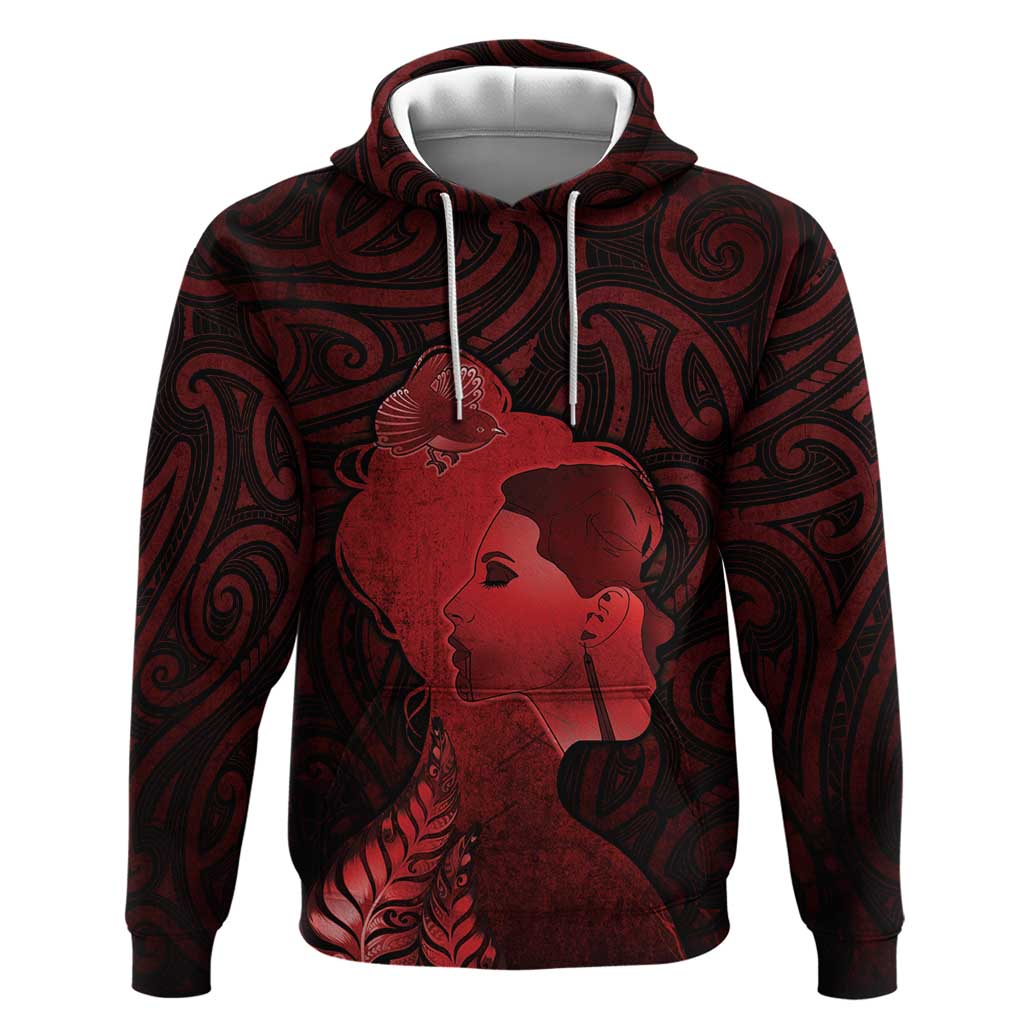 Aotearoa Mana Wahine Zip Hoodie The Spiritual Power Of Women LT05 Pullover Hoodie Red - Polynesian Pride