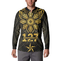 Personalised Philippines Independence Day Button Sweatshirt Filipinos Sun Star Tribal
