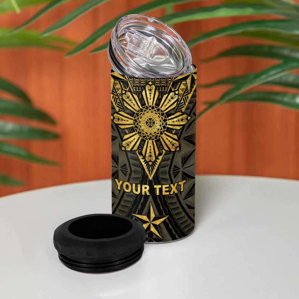 Personalised Philippines Independence Day 4 in 1 Can Cooler Tumbler Filipinos Sun Star Tribal