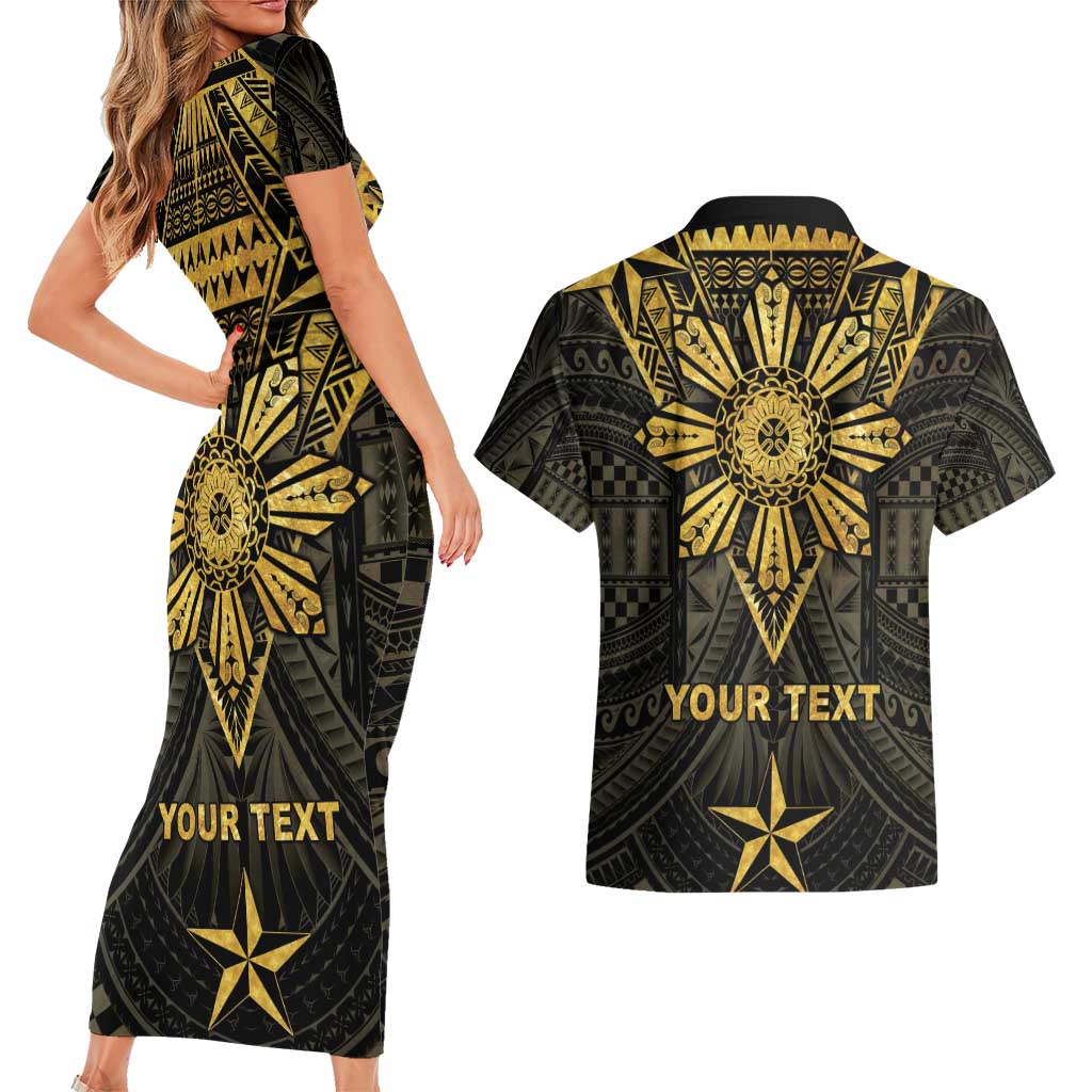 Personalised Philippines Independence Day Couples Matching Short Sleeve Bodycon Dress and Hawaiian Shirt Filipinos Sun Star Tribal LT05 - Polynesian Pride