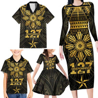 Personalised Philippines Independence Day Family Matching Long Sleeve Bodycon Dress and Hawaiian Shirt Filipinos Sun Star Tribal LT05 - Polynesian Pride